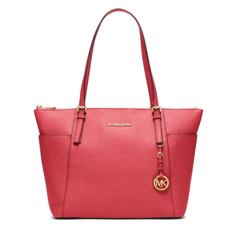 michael kors jet set large tote red|Michael Kors jet set saffiano.